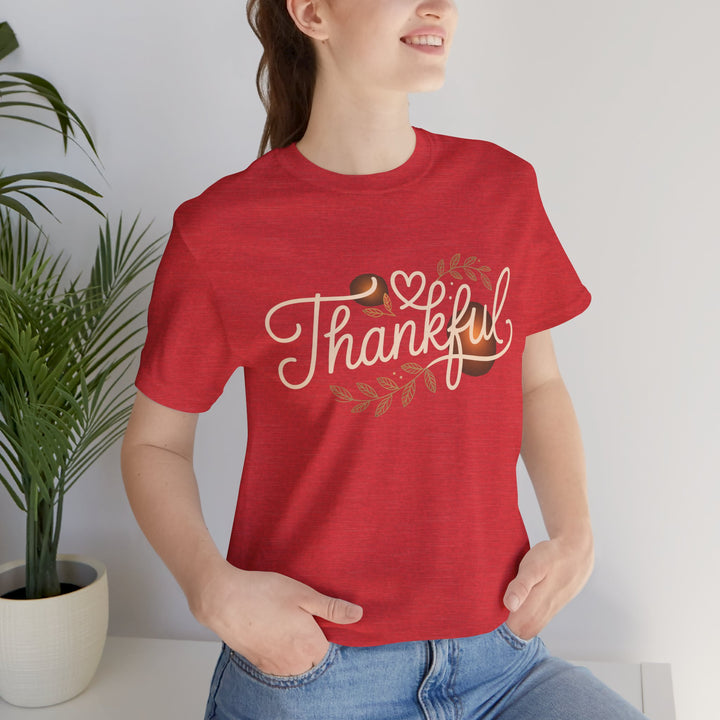 Thankful Tee - Unisex Jersey Short Sleeve Shirt for Thanksgiving, Gratitude Gift, Casual Wear, Family Gathering, Everyday Comfort