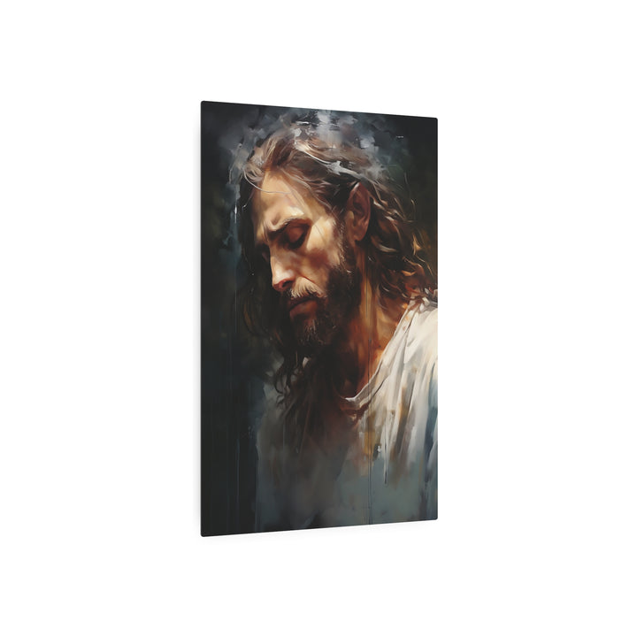 Serene Jesus Metal Art Sign – Inspirational Wall Decor