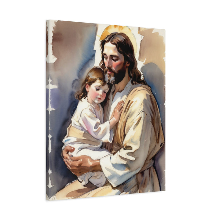Little Ones Come to Him | Jesus and Child Matte Canvas – Christian Wall Art for Home or Nursery