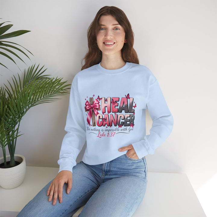 Inspirational Cancer Awareness Crewneck Sweatshirt, Comfort for Fighters, Supportive Gift, Breast Cancer Awareness, Faith & Hope