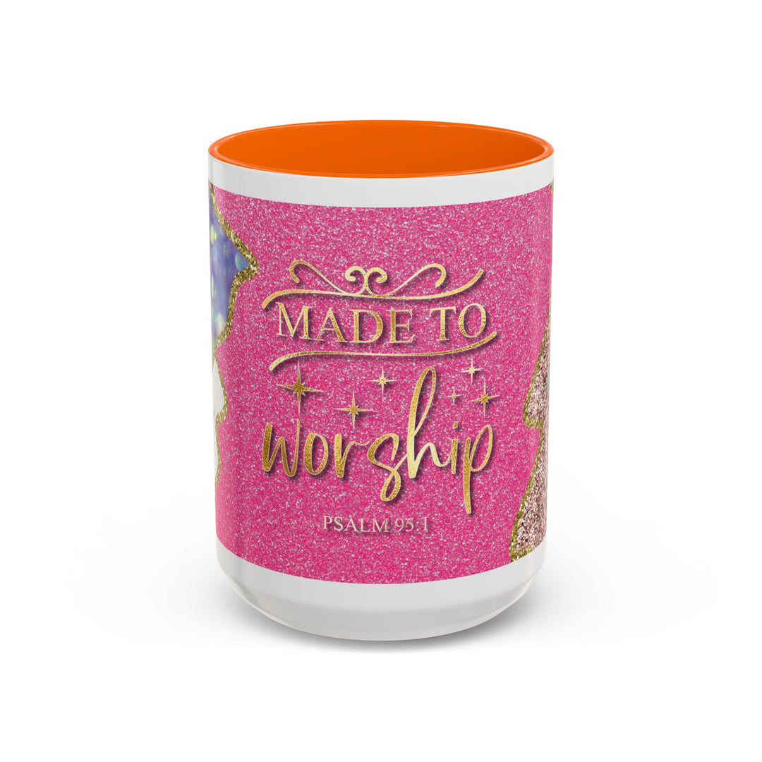 Made to Worship  Pink Glitter Floral Christian Mug