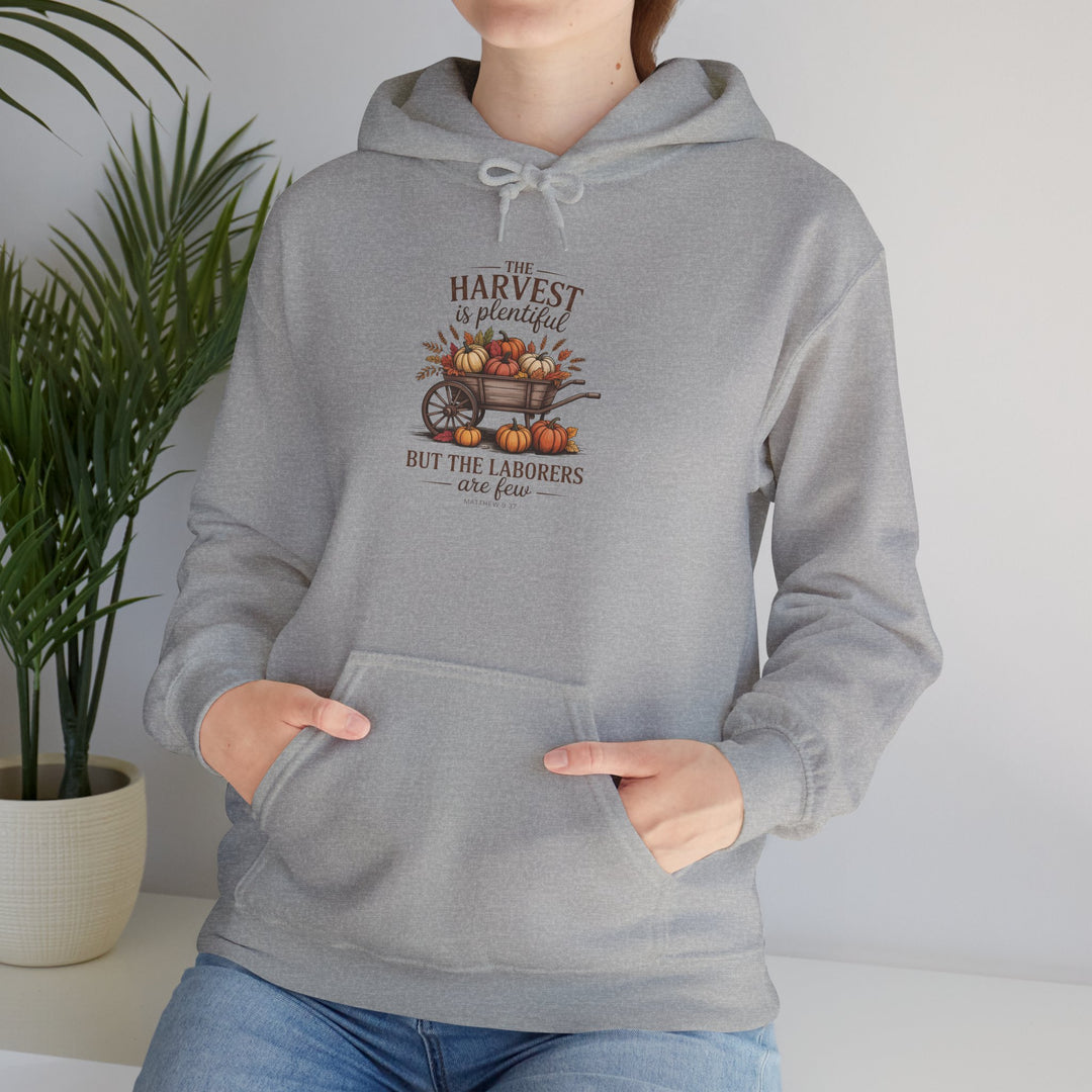Autumn Harvest Hoodie with Matthew 9:37 Scripture Design