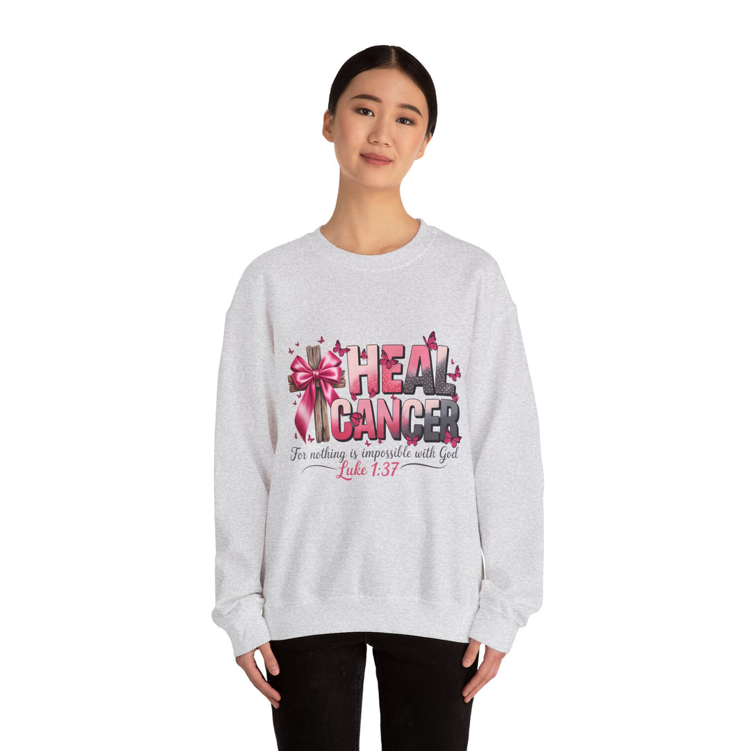 Inspirational Cancer Awareness Crewneck Sweatshirt, Comfort for Fighters, Supportive Gift, Breast Cancer Awareness, Faith & Hope