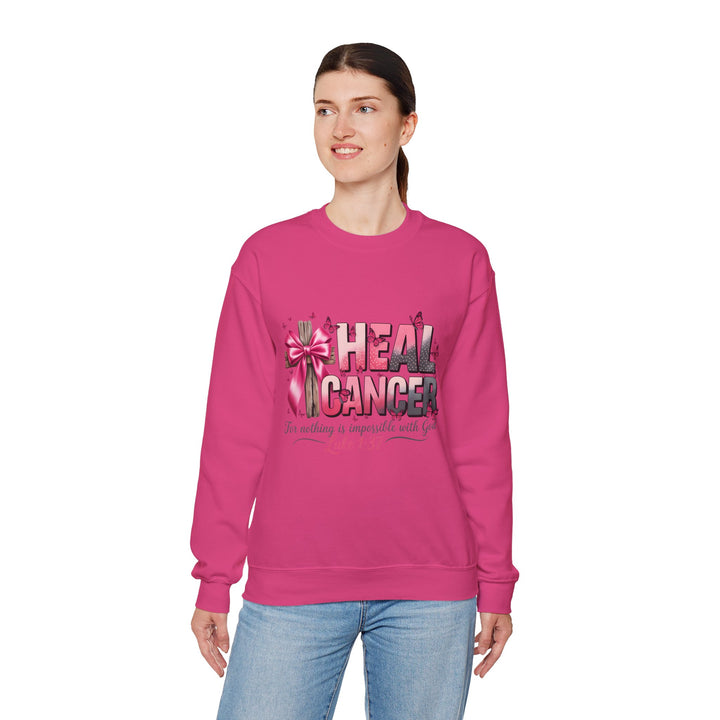 Inspirational Cancer Awareness Crewneck Sweatshirt, Comfort for Fighters, Supportive Gift, Breast Cancer Awareness, Faith & Hope