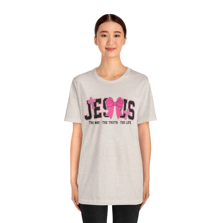 Jesus The Way The Truth The Life Pink Bow T-Shirt