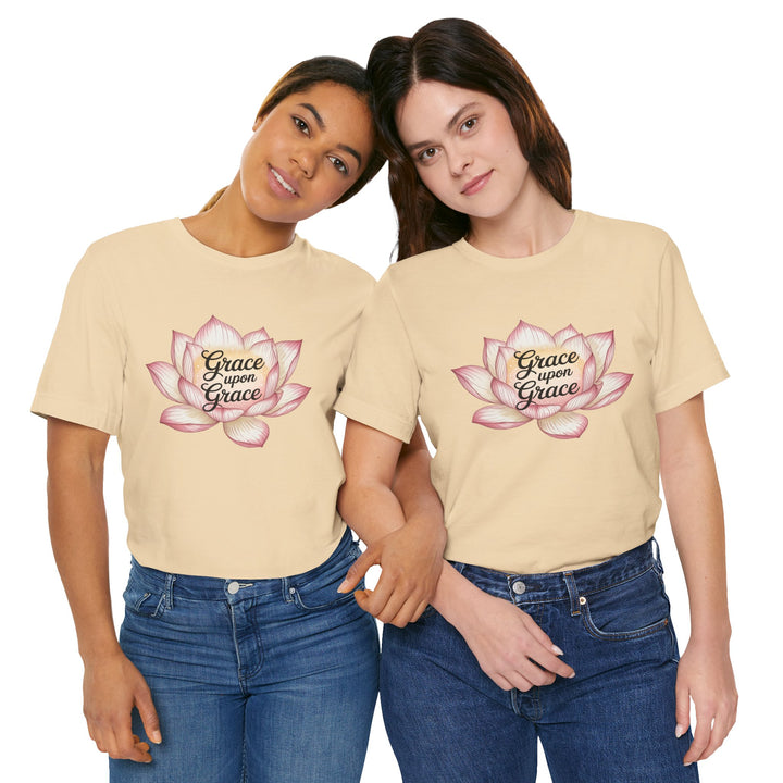 Lotus Blossom Inspirational Tee, Grace Upon Grace T-shirt, Mindfulness Gift, Spiritual Apparel, Relaxed Fit Tee, Yoga Wear