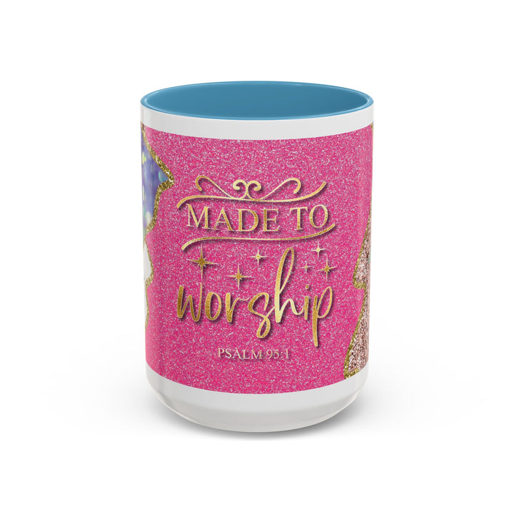 Made to Worship  Pink Glitter Floral Christian Mug