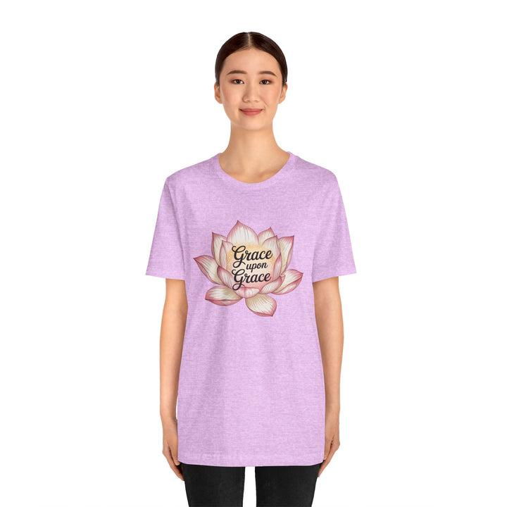 Lotus Blossom Inspirational Tee, Grace Upon Grace T-shirt, Mindfulness Gift, Spiritual Apparel, Relaxed Fit Tee, Yoga Wear
