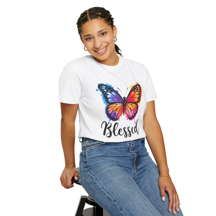 Watercolor Butterfly T-Shirt Blessed Radiant Renewed Unshakably Blessed
