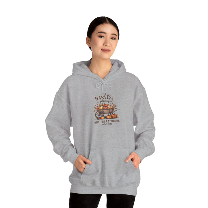 Autumn Harvest Hoodie with Matthew 9:37 Scripture Design