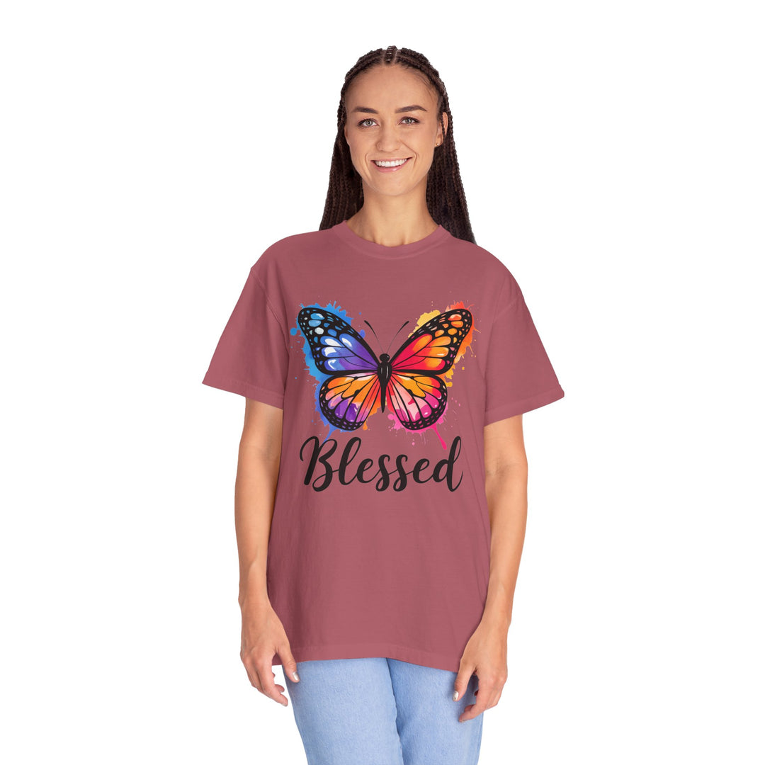 Watercolor Butterfly T-Shirt Blessed Radiant Renewed Unshakably Blessed