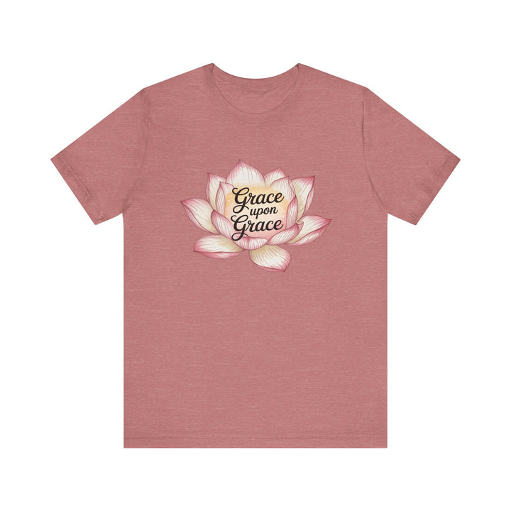 Lotus Blossom Inspirational Tee, Grace Upon Grace T-shirt, Mindfulness Gift, Spiritual Apparel, Relaxed Fit Tee, Yoga Wear