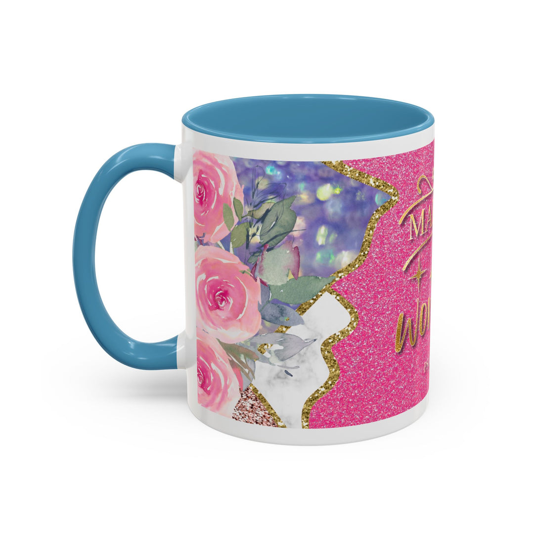 Made to Worship  Pink Glitter Floral Christian Mug