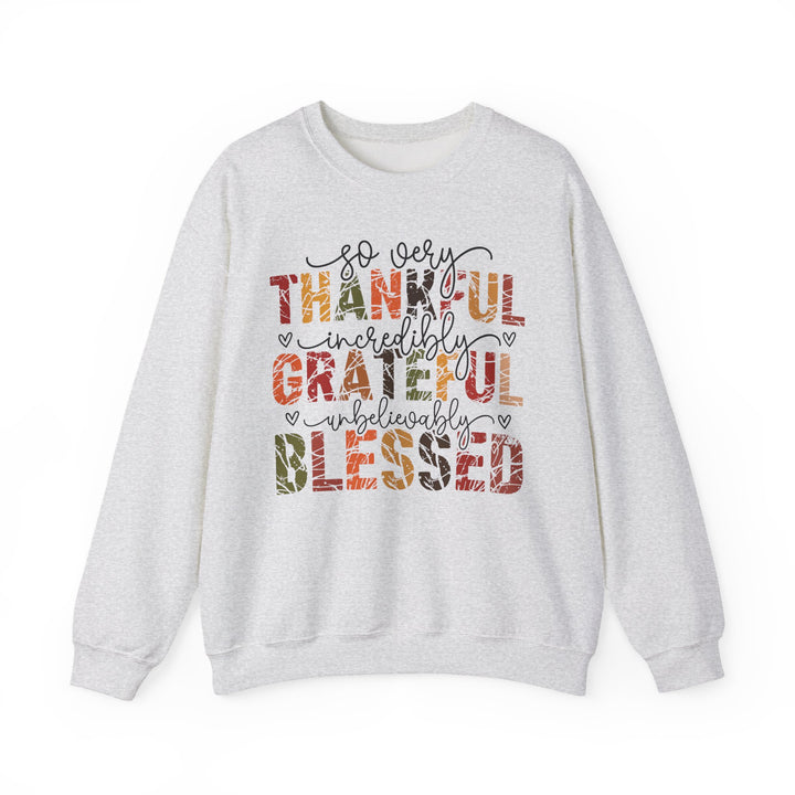 Thankful Grateful Blessed Sweatshirt | Cozy Fall Crewneck | Perfect Gift for Thanksgiving, Family Gatherings, Daily Comfort, Holiday Wear