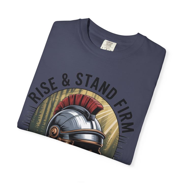 Faithful Warrior Unisex T-shirt - Rise & Stand Firm with Roman Helmet Design