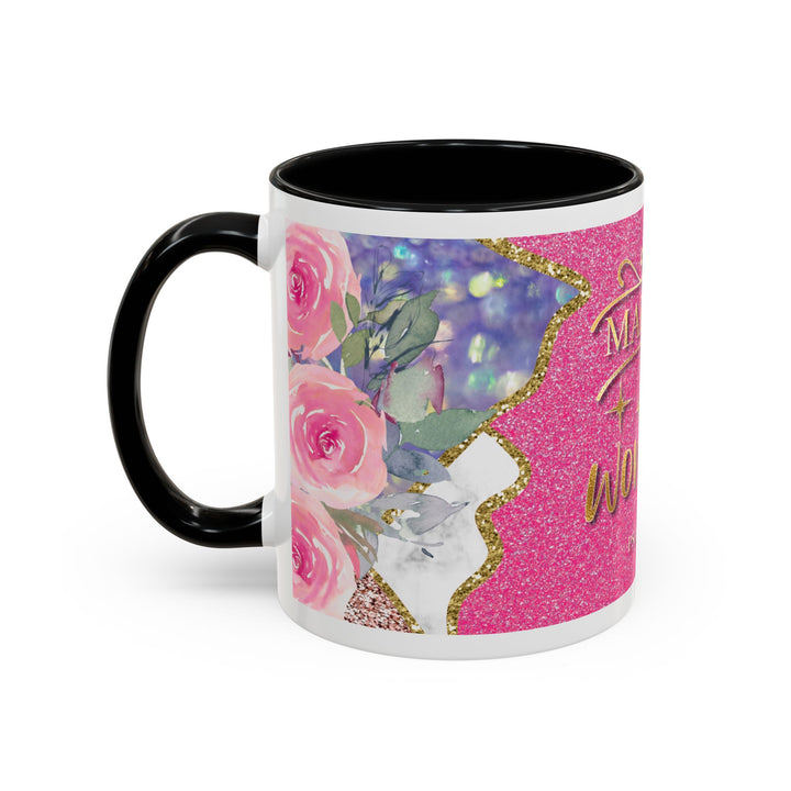 Made to Worship  Pink Glitter Floral Christian Mug