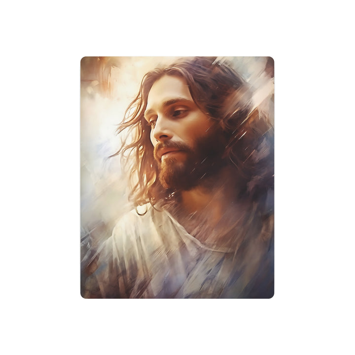 Inspirational Metal Art Sign - Serene Jesus Portrait for Home Decor