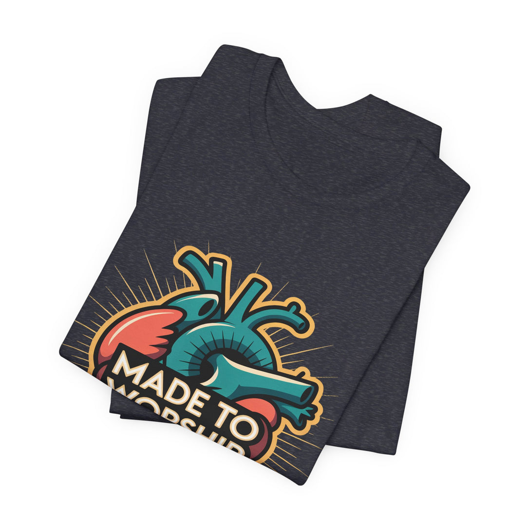 Made to Worship Unisex Jersey Tee, Heart Design Shirt, Casual Wear, Faith T-Shirt, Gift for Worshippers, Spiritual Apparel