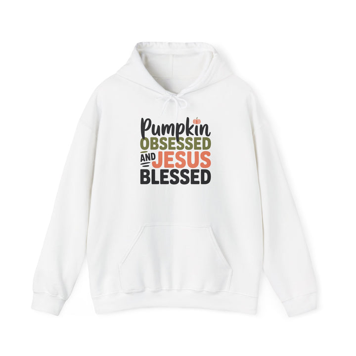 Hooded Sweatshirt - Pumpkin Obsessed and Jesus Blessed Fall Design
