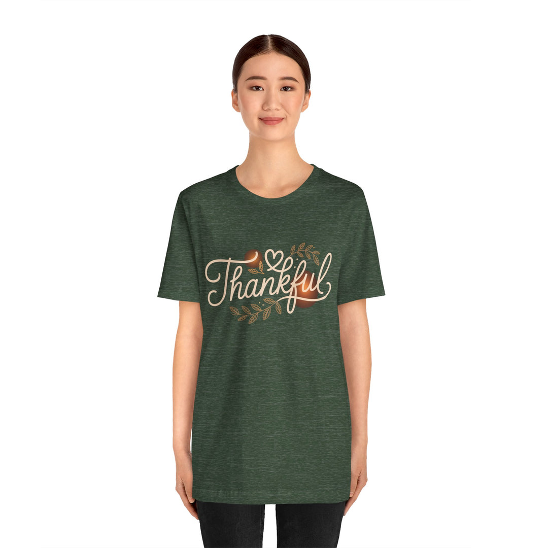Thankful Tee - Unisex Jersey Short Sleeve Shirt for Thanksgiving, Gratitude Gift, Casual Wear, Family Gathering, Everyday Comfort