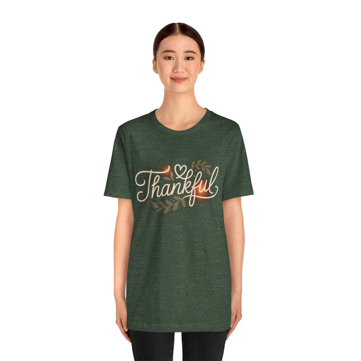 Thankful Tee - Unisex Jersey Short Sleeve Shirt for Thanksgiving, Gratitude Gift, Casual Wear, Family Gathering, Everyday Comfort