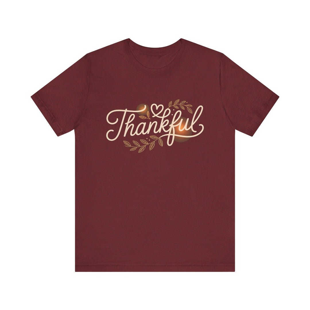 Thankful Tee - Unisex Jersey Short Sleeve Shirt for Thanksgiving, Gratitude Gift, Casual Wear, Family Gathering, Everyday Comfort