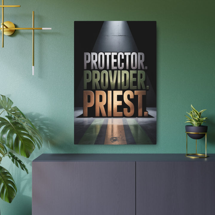 "Protector, Provider, Priest" - Three Roles of Godly Fathers Metal Wall Art