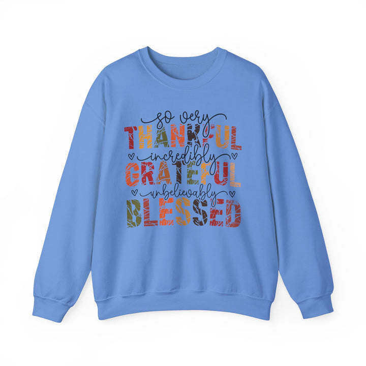 Thankful Grateful Blessed Sweatshirt | Cozy Fall Crewneck | Perfect Gift for Thanksgiving, Family Gatherings, Daily Comfort, Holiday Wear