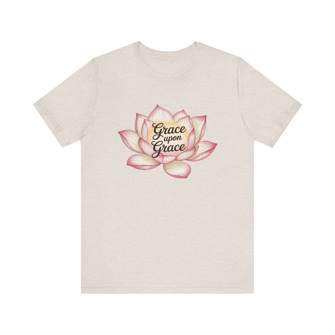 Lotus Blossom Inspirational Tee, Grace Upon Grace T-shirt, Mindfulness Gift, Spiritual Apparel, Relaxed Fit Tee, Yoga Wear