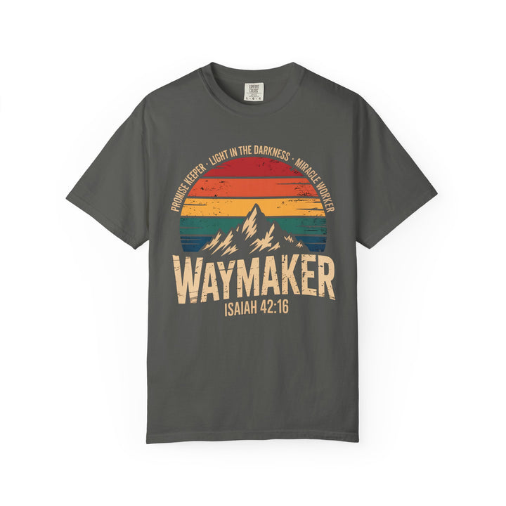 Waymaker Retro Christian T-Shirt - Isaiah 42:16 Vintage Sunset Design