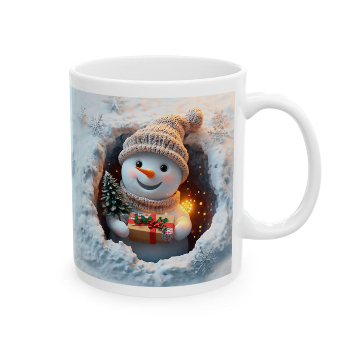 Cozy Winter Snoman Ceramic Mug - Snowflake Design, Holiday Gift, Coffee Cup, Tea Mug, Winter Decor, Home & Kitchen