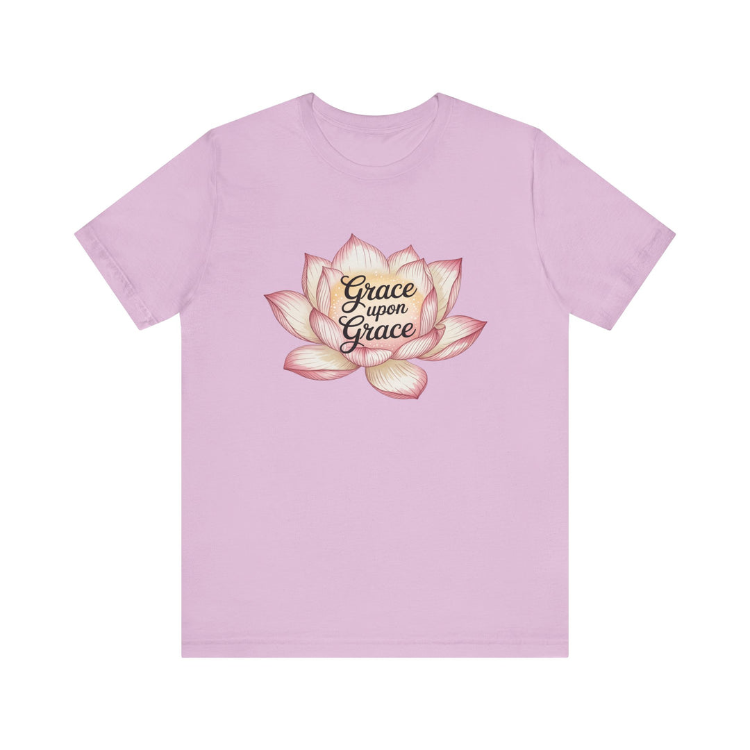 Lotus Blossom Inspirational Tee, Grace Upon Grace T-shirt, Mindfulness Gift, Spiritual Apparel, Relaxed Fit Tee, Yoga Wear