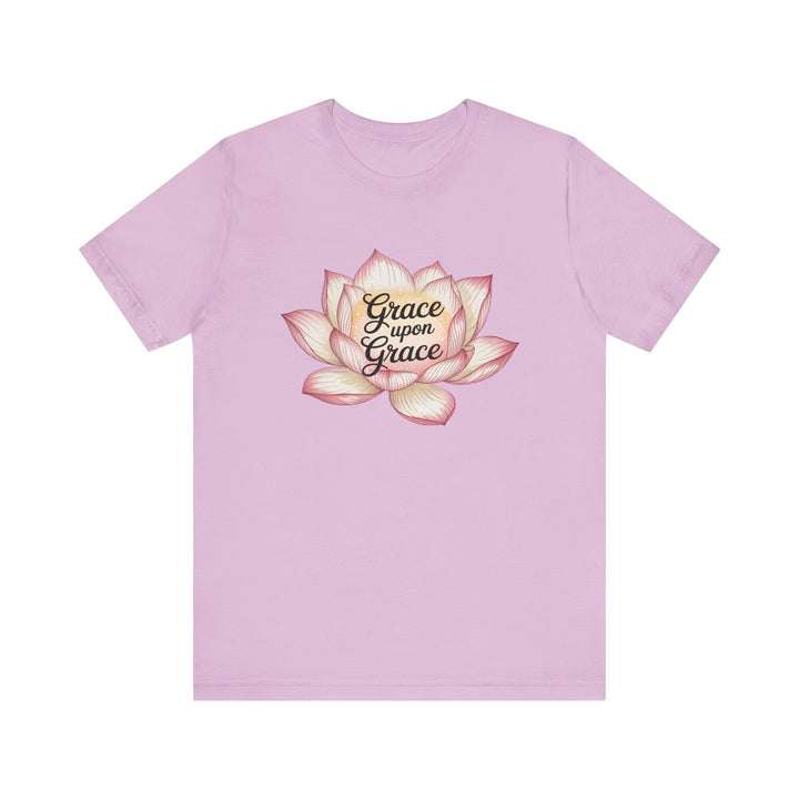 Lotus Blossom Inspirational Tee, Grace Upon Grace T-shirt, Mindfulness Gift, Spiritual Apparel, Relaxed Fit Tee, Yoga Wear