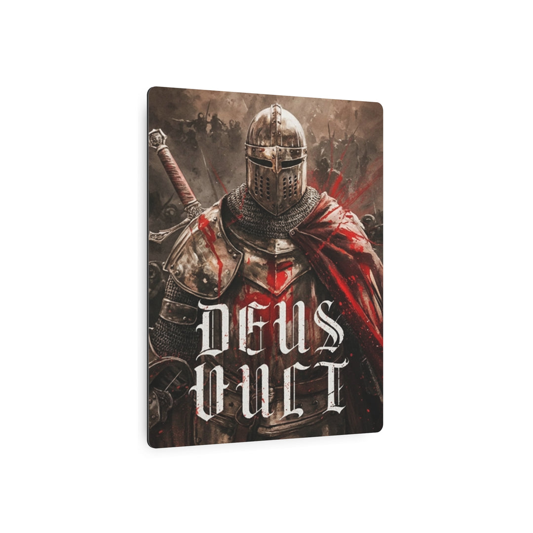 "Deus Vult - God Wills It" - Medieval Christian Knight Metal Wall Art