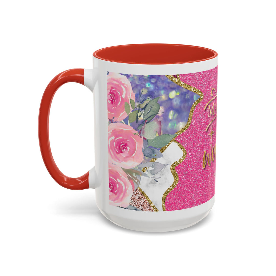 Made to Worship  Pink Glitter Floral Christian Mug