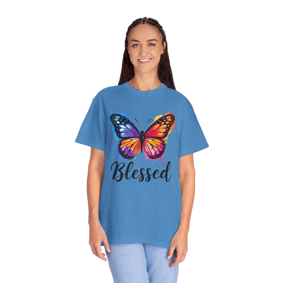 Watercolor Butterfly T-Shirt Blessed Radiant Renewed Unshakably Blessed