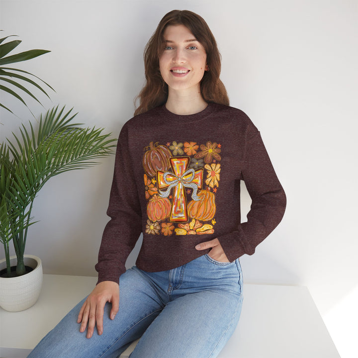 Fall Harvest Crewneck Sweatshirt, Autumn Sweatshirt, Thanksgiving Gift, Unisex Fall Apparel, Cozy Pumpkin Sweatshirt