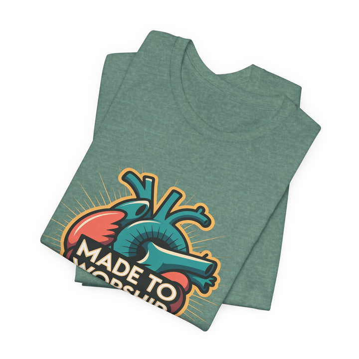 Made to Worship Unisex Jersey Tee, Heart Design Shirt, Casual Wear, Faith T-Shirt, Gift for Worshippers, Spiritual Apparel