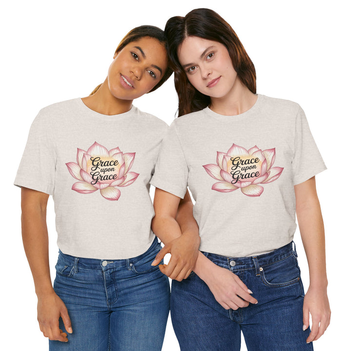 Lotus Blossom Inspirational Tee, Grace Upon Grace T-shirt, Mindfulness Gift, Spiritual Apparel, Relaxed Fit Tee, Yoga Wear