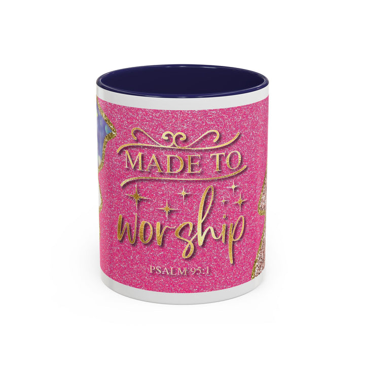 Made to Worship  Pink Glitter Floral Christian Mug