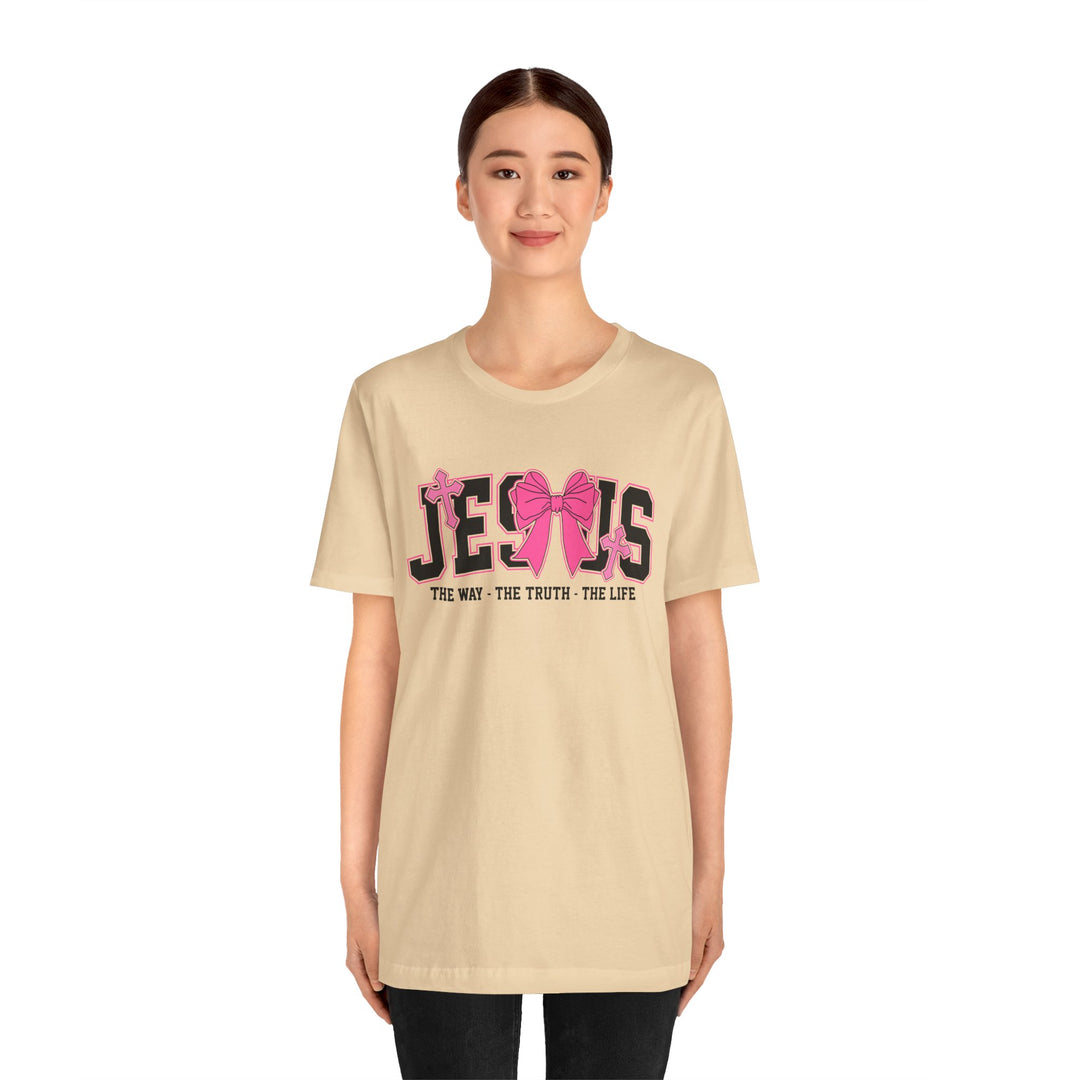 Jesus The Way The Truth The Life Pink Bow T-Shirt