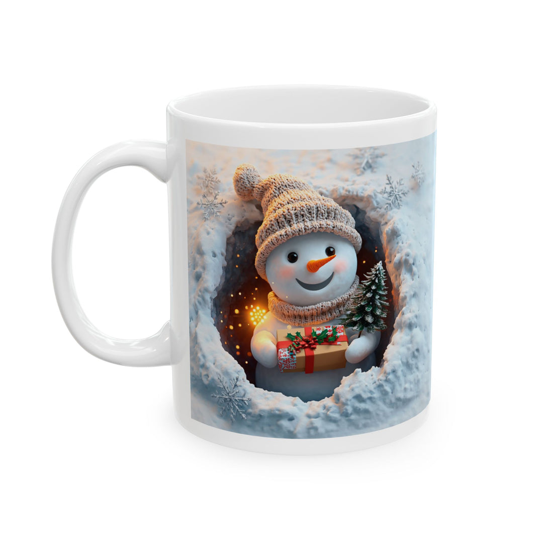 Cozy Winter Snoman Ceramic Mug - Snowflake Design, Holiday Gift, Coffee Cup, Tea Mug, Winter Decor, Home & Kitchen