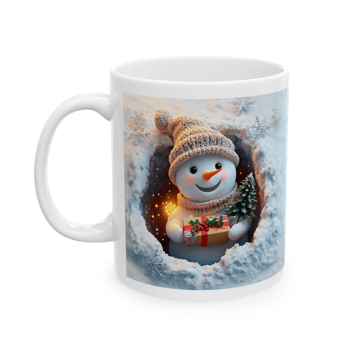Cozy Winter Snoman Ceramic Mug - Snowflake Design, Holiday Gift, Coffee Cup, Tea Mug, Winter Decor, Home & Kitchen
