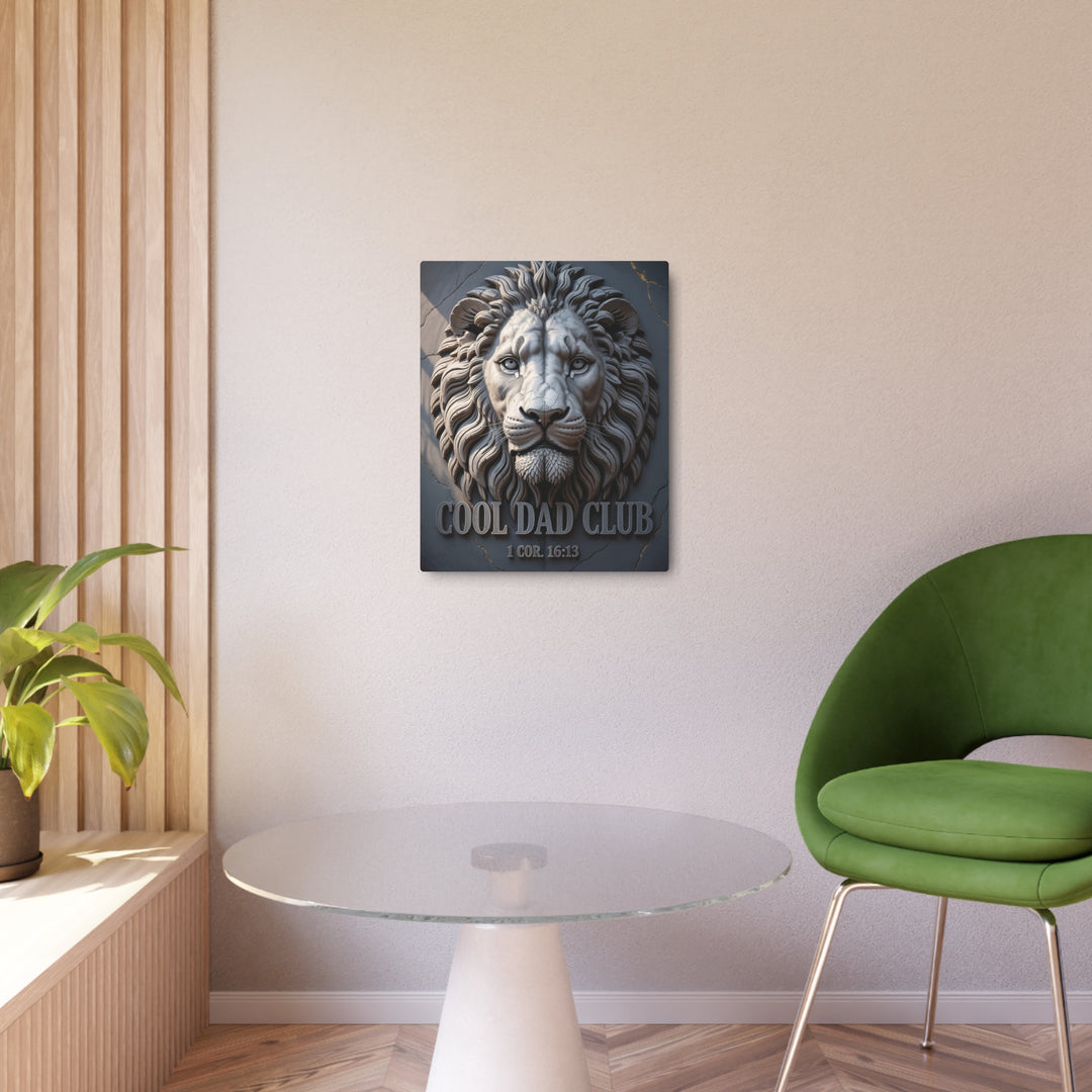 "Lion Head Carved in Stone" - Quiet Strength Legacy Metal Wall Art