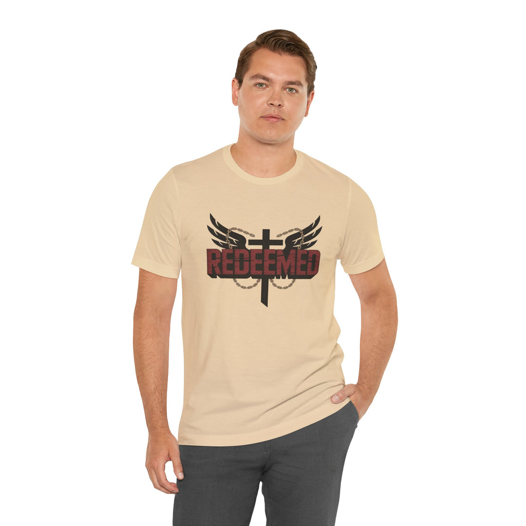 Christian Themed Unisex Short Sleeve Tee, Redeemed Shirt, Faith-Based Apparel, Inspirational T-Shirt, Spiritual Gift, Casual Wear