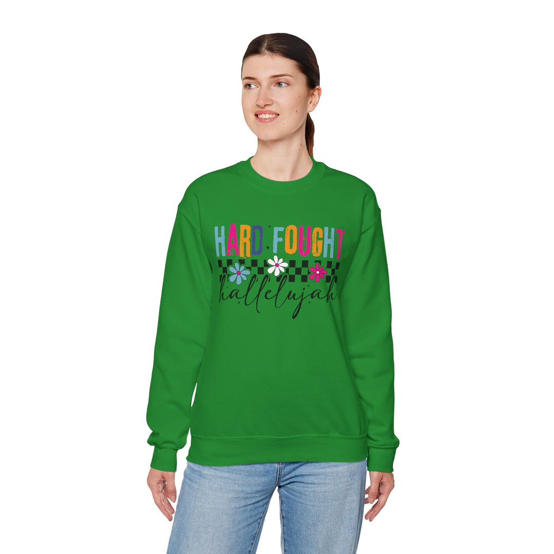 Hard Fought Hallelujah Sweatshirt | Inspirational Crewneck | Gift for Her | Cozy Casual Wear | Perfect for Holidays and Celebrations