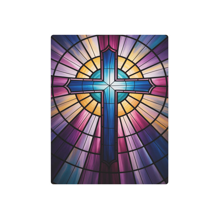 "Stained Glass Cross" - Church Window Style Metal Wall Art