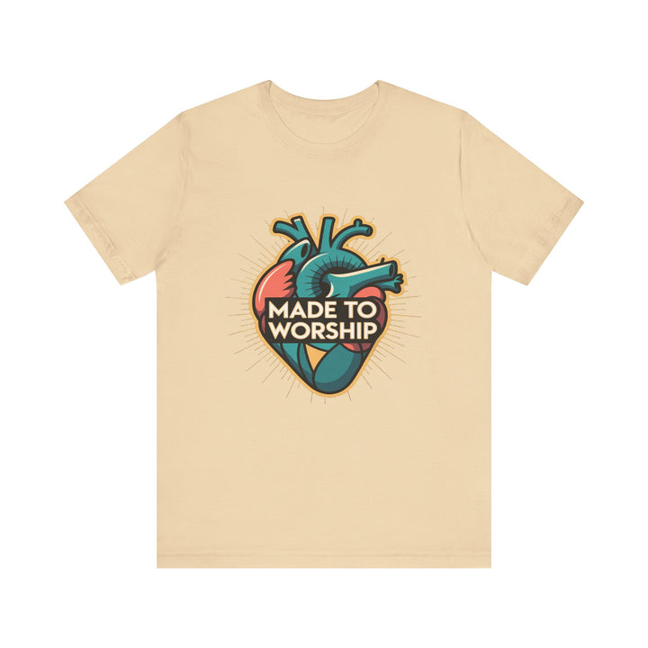 Made to Worship Unisex Jersey Tee, Heart Design Shirt, Casual Wear, Faith T-Shirt, Gift for Worshippers, Spiritual Apparel