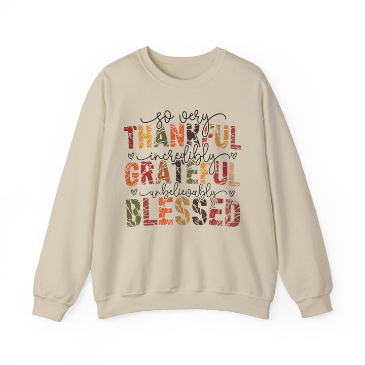 Thankful Grateful Blessed Sweatshirt | Cozy Fall Crewneck | Perfect Gift for Thanksgiving, Family Gatherings, Daily Comfort, Holiday Wear