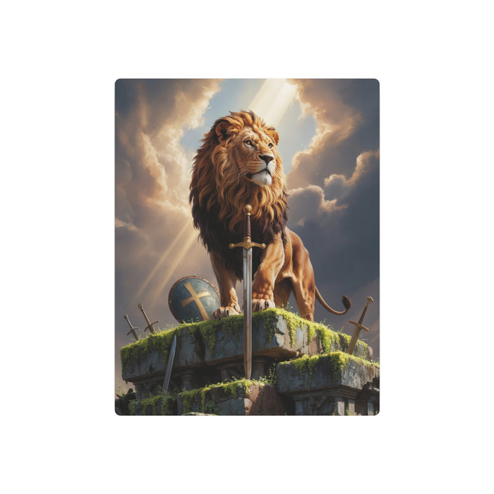 "Lion Warrior - Be Strong and Courageous" - Christian Warrior Metal Wall Art